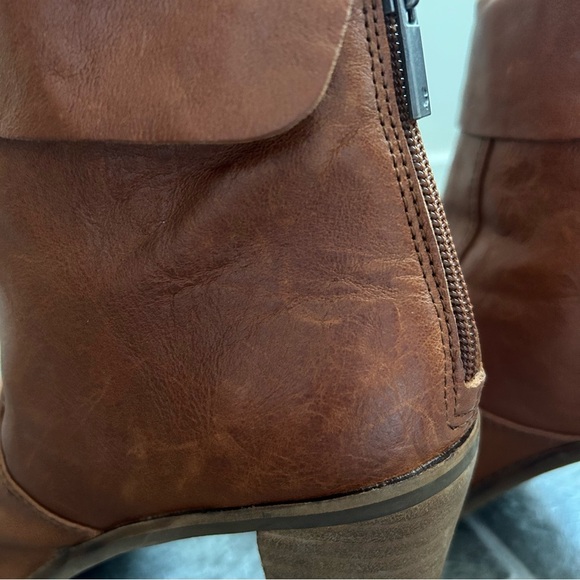 Lucky Brand Nycott Leather Bootie Stacked Heel Size 10M(42) Brown Fall Boho - Picture 14 of 16